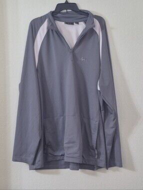 Greg Norman Collection Gray and White Quarter-Zip Pullover